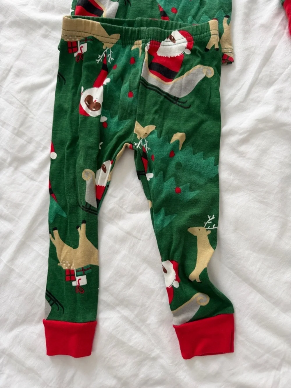 Baby Christmas Holiday Santa sledge reindeer Pajama with Red, Green 12-18months
